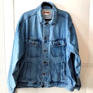 VTG Wrangler Blue Denim Jacket SZ XXL Men's Western Workwear Cowboy Trucker